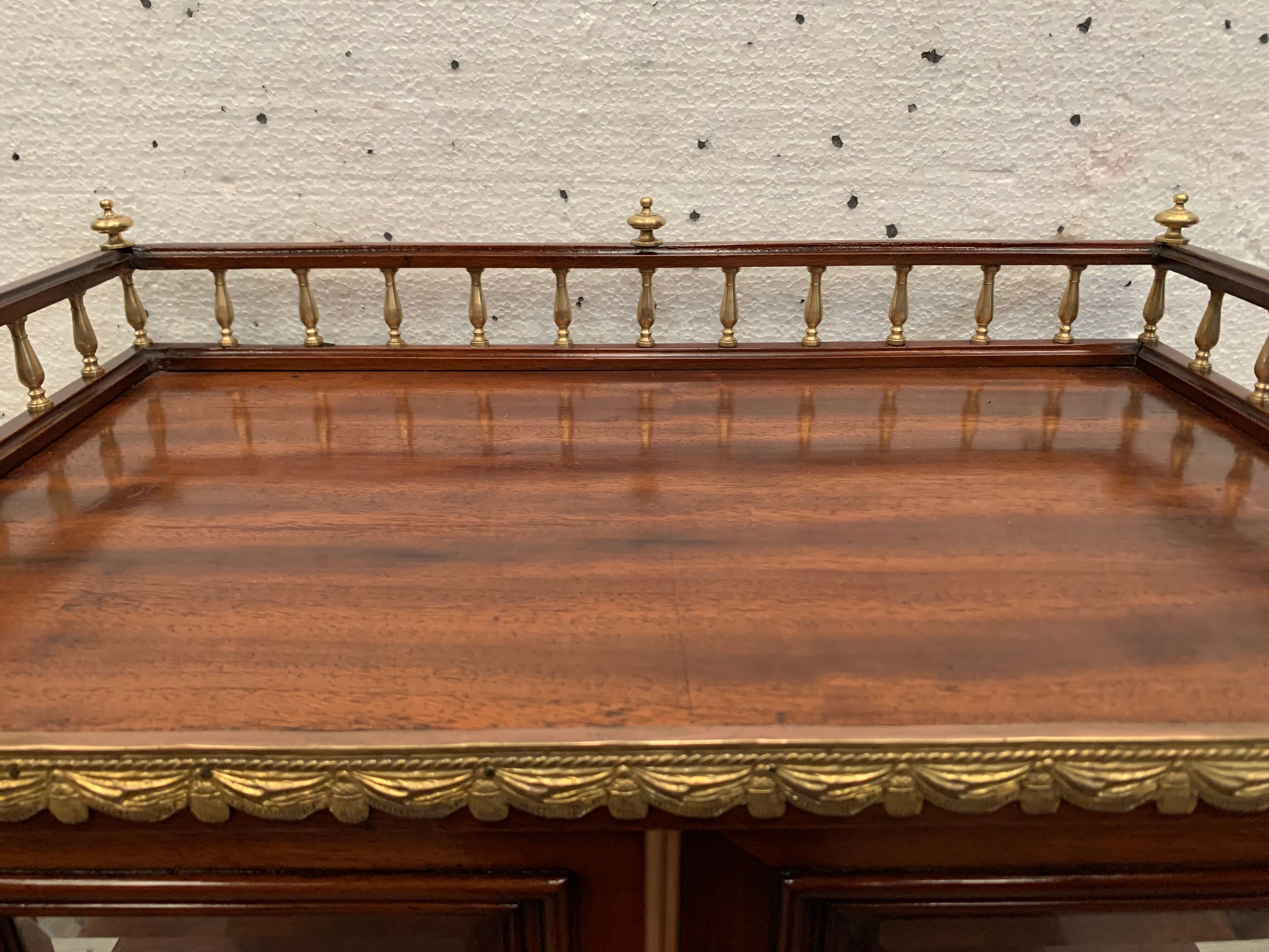 Napoleon III louis XVI style mahogany window and nineteenth century bronze gallery