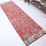 2x8 red floral turkish runner rug.77x261cm