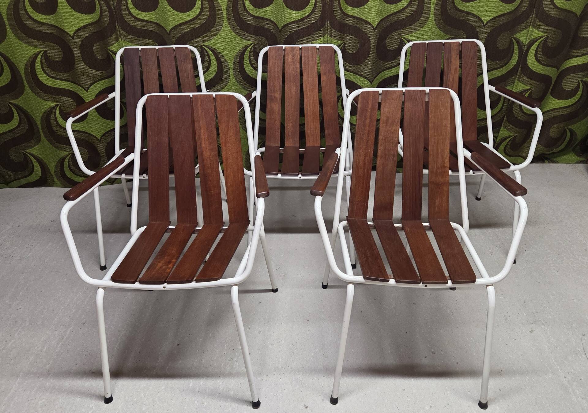 Salon de jardin vintage scandinave Daneline Teck Danemark 1960"