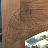 Beveled mirror solid wood door frame carved air-gummed