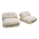Mid Century White Wool "Soriana" Armchairs by Tobia Scarpa Edited by Cassina