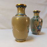 Pair of small cloisonné vases with Japanese polychrome decoration
