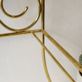 Bedside table in gold metal and black glass