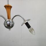 Bauhaus Chandelier with Colored Glass Globes, Czechoslovakia, 1930s