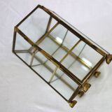Old small hexagonal display case for miniatures or jewelry