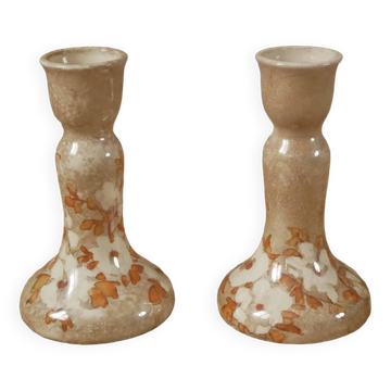 Pair of handcrafted porcelain ceramic candelabra candlesticks