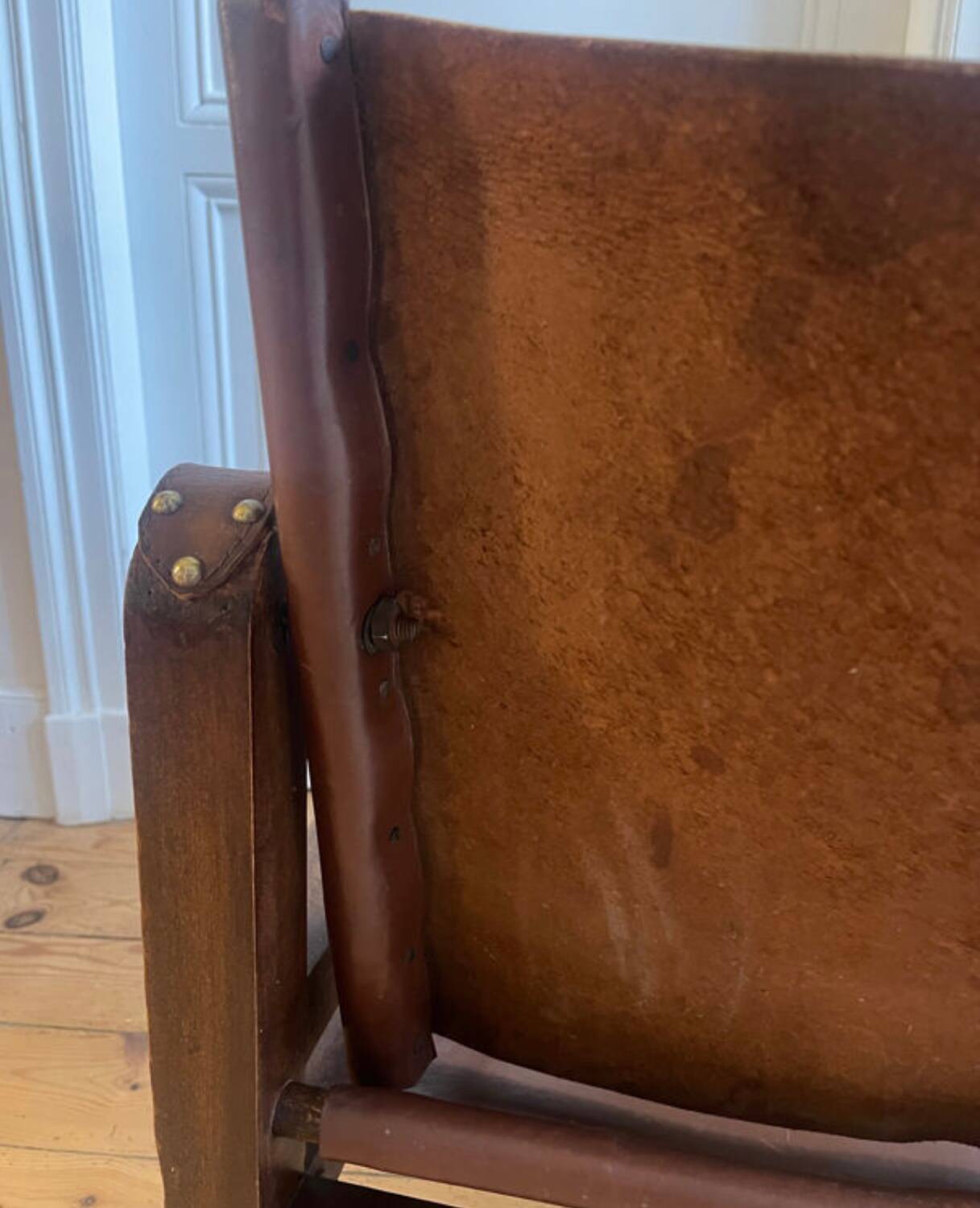 Vintage leather Safari armchair