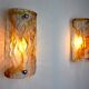 Pair of Murano Mazzega wall lamps, orange frosted glass, Italy, 1960