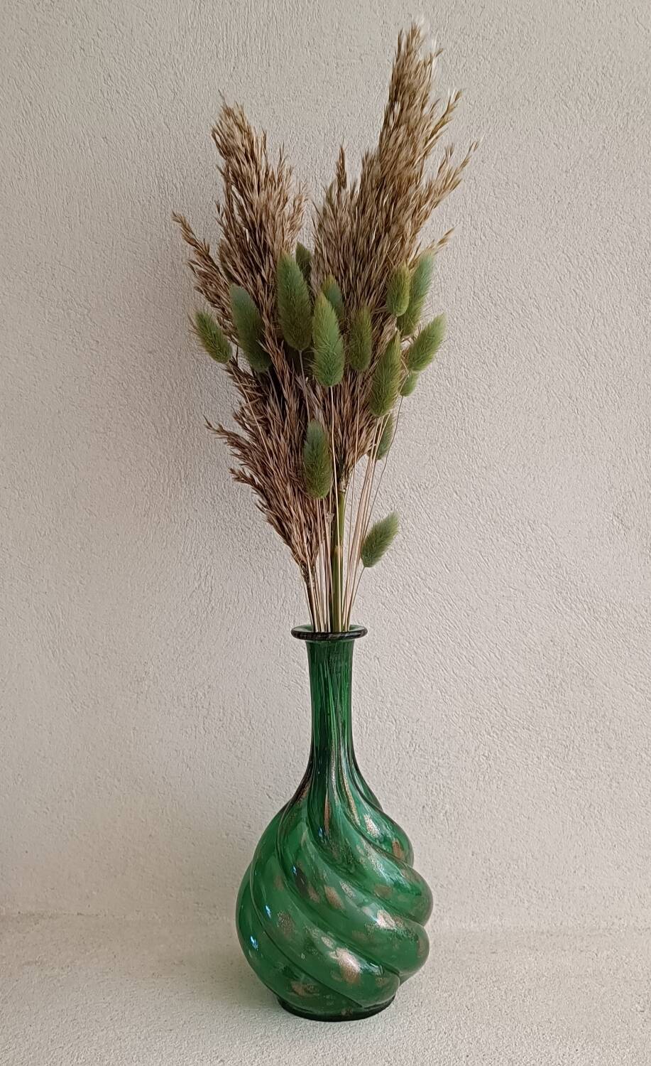 Twisted blown glass carafe