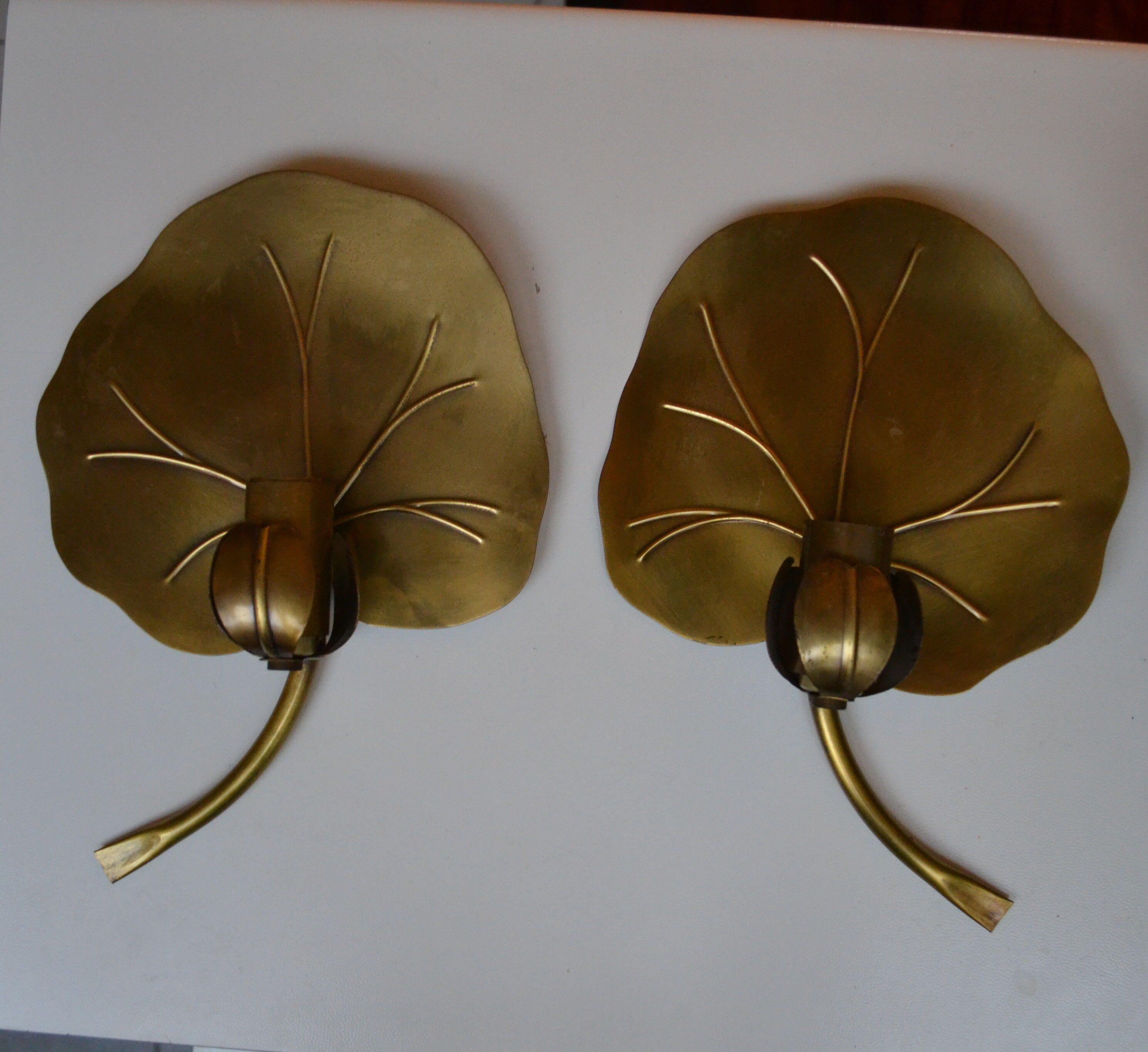 Pair of wall lights brass 70s