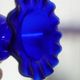 Pair of small (12cm) corolla vases - cobalt blue glass with heron - Portieux
