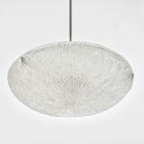 Mid-century Textured Glass and Nickel Kalmar Discus Chandelier, Austria, 1950s