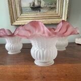 Lot de 3 tulipes en verre dépoli anciennes