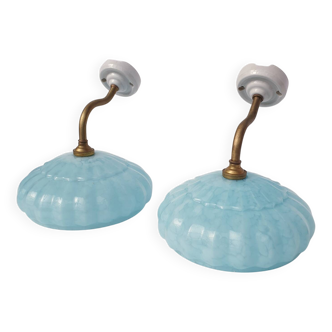 Antique swan neck and Clichy glass wall lights