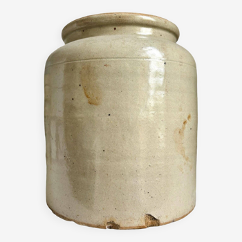 Beige glazed stoneware mustard pot n°2