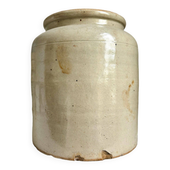 Beige glazed stoneware mustard pot n°2