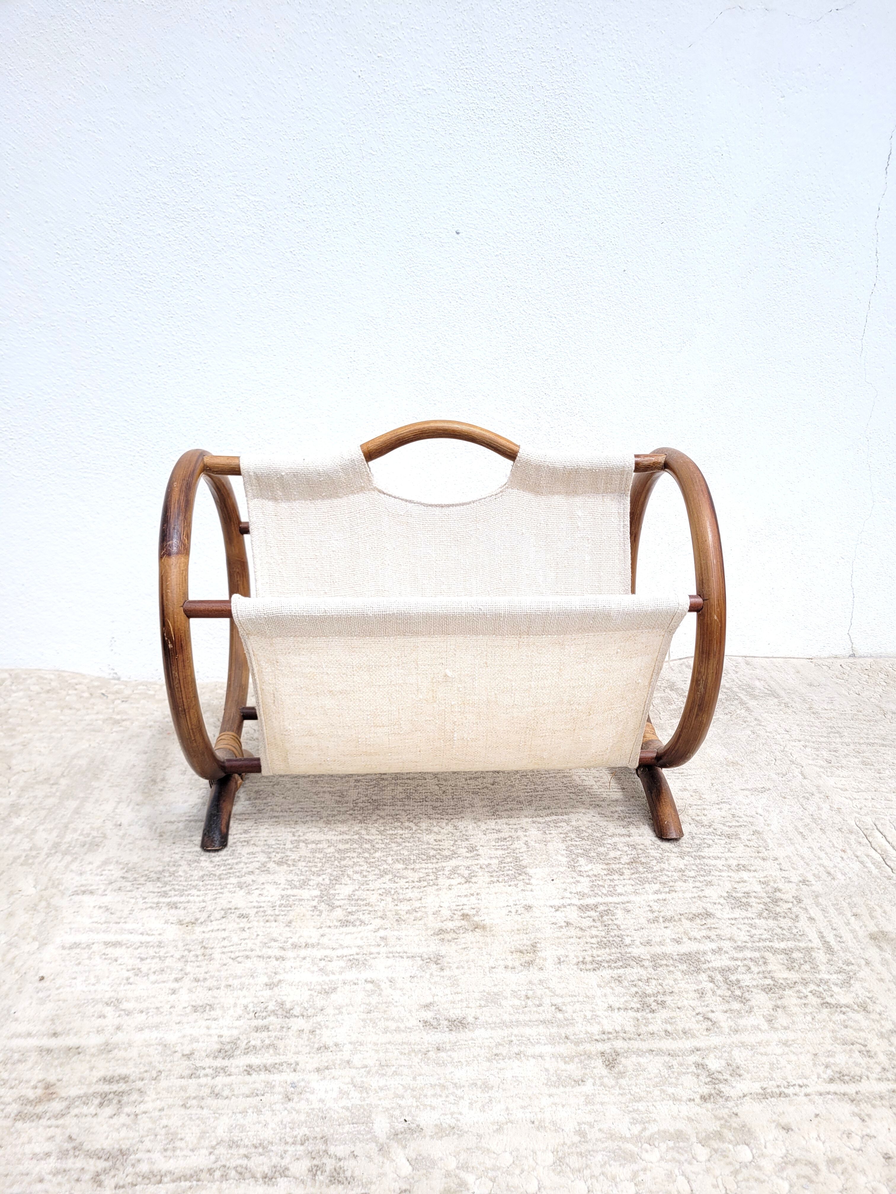 Door magazines rattan & ecru canvas