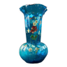 Vase en verre teinté à décor floral émaillé début XXe François-Théodore LEGRAS