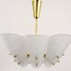 J. T. Kalmar Mid-Century Brass Suspension, Textured White Glass, 1950s