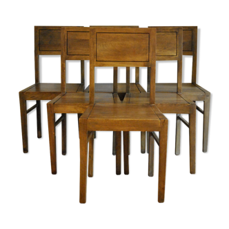 Set of 6 rustic wooden chairs