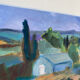 Mediterranean Provencal landscape / expressionist painting / oil painting on wood panel