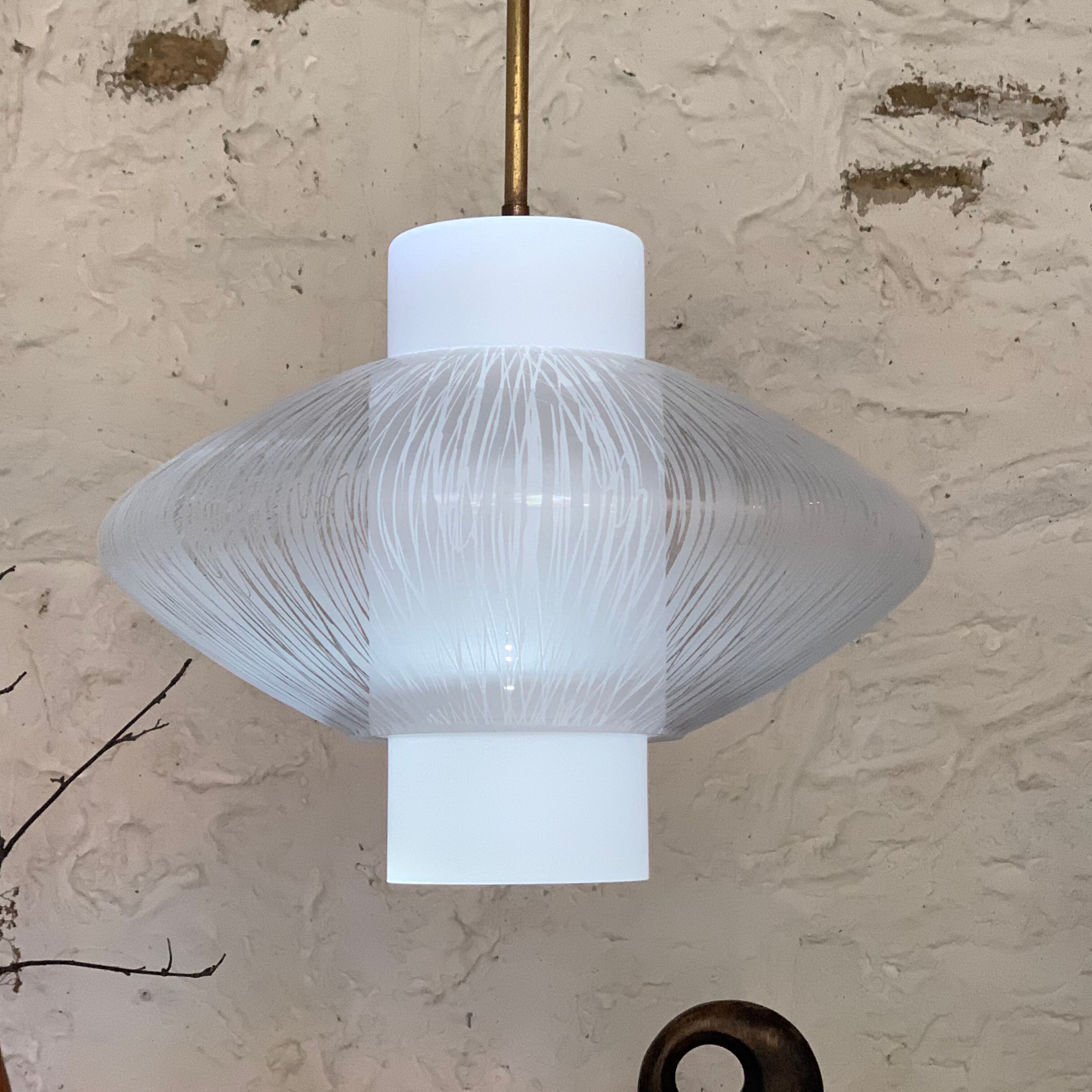 Vintage double opaline pendant lamp