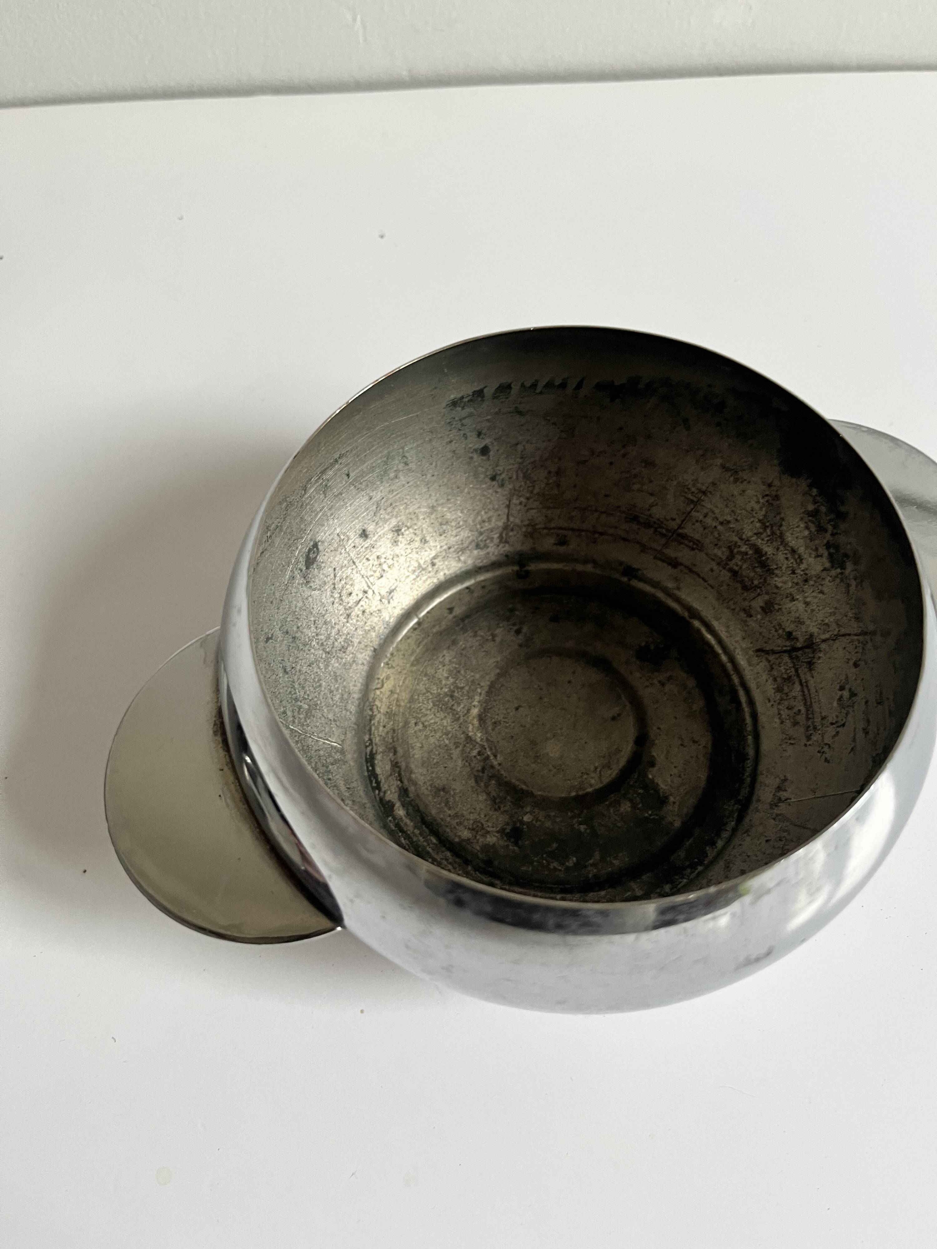 Chrome-plated stainless steel sugar bowl