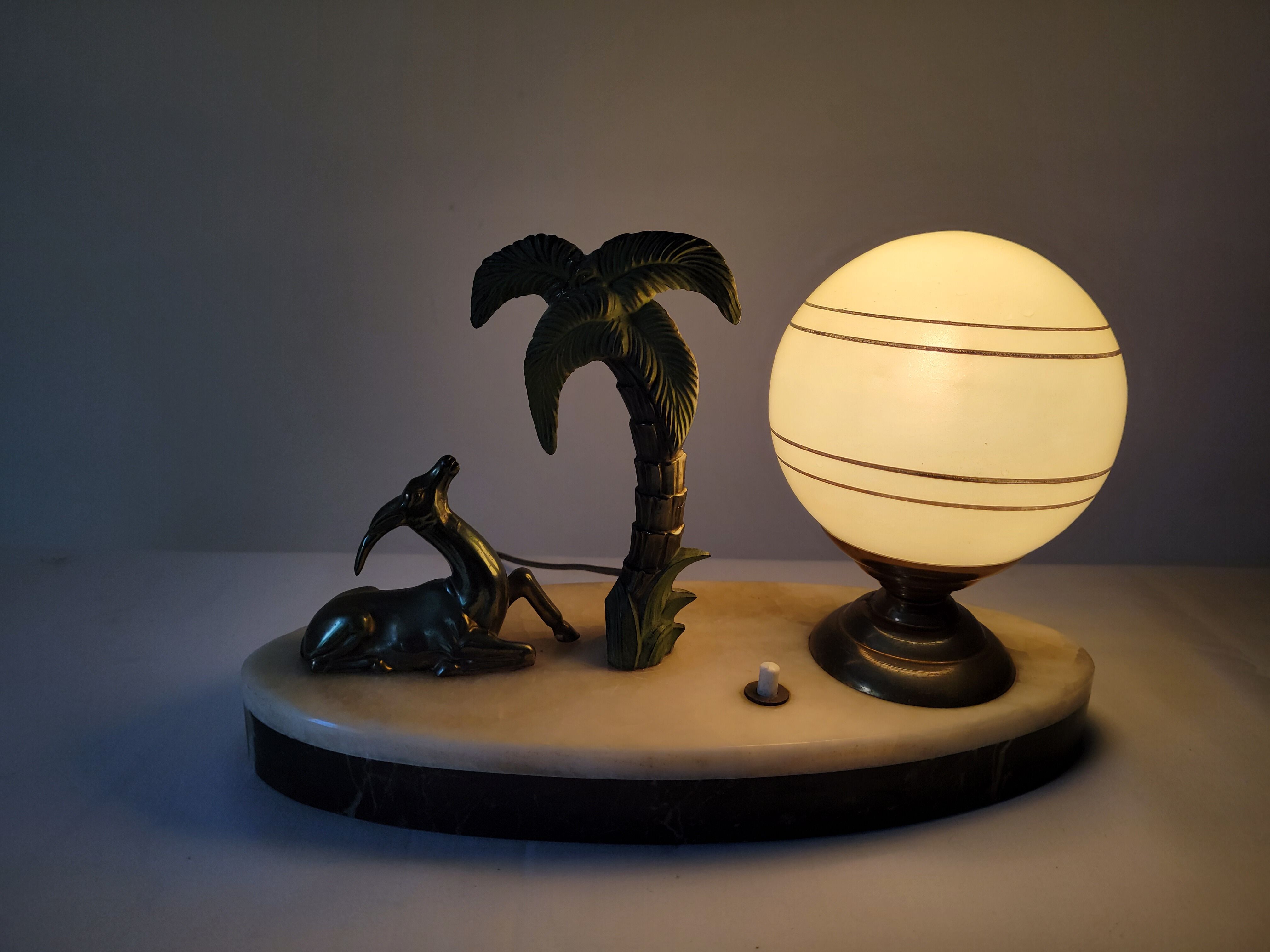 Marble night light lamp with antelope