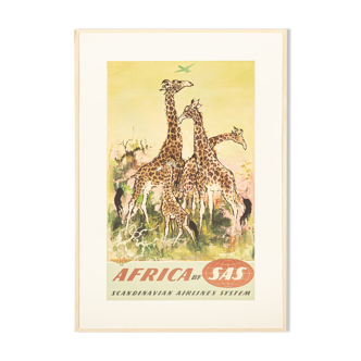 Poster « africa », scandinavian airlines 1950