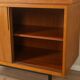 1950s display cabinet, walnut veneer, glass sliding doors