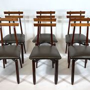 Ensemble de six chaises en bois italien du milieu du siècle
