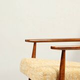 Scandinavian armchair yellow mellow fabric Boho style 1970 design by H.Lis