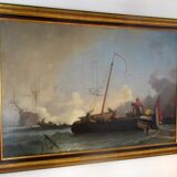 Large canvas, naval combat scene, post-revolutionary