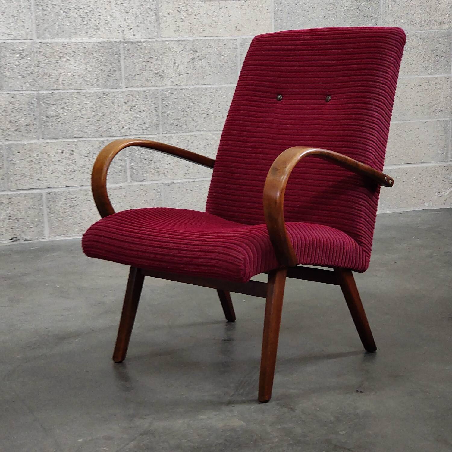 Pair of model 6951 corduroy armchairs by Jaroslav Smidek for Ton 1960