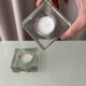 Set of 2 Heavy Glass Tea Light Holders – Minimalist Square Candle Holders