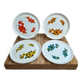 Set of 4 vintage 1970s Arcopal Lotus dessert plates – 4 colours