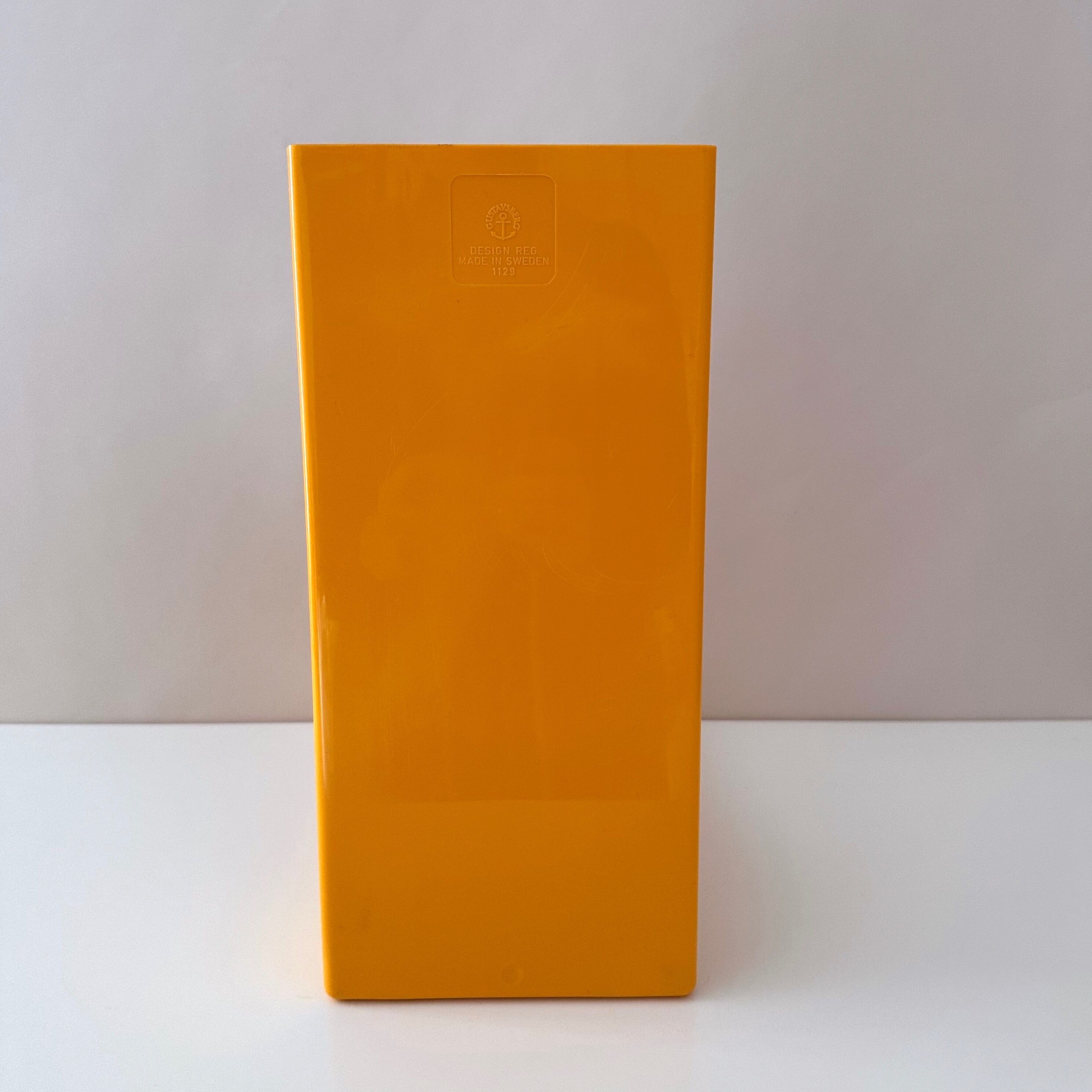 70s record stand Gustavberg yellow, Sweden