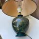 Vintage lamp signed Olivier Corro in green ceramic.