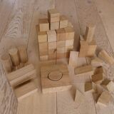 Old raw wood construction game in its cart