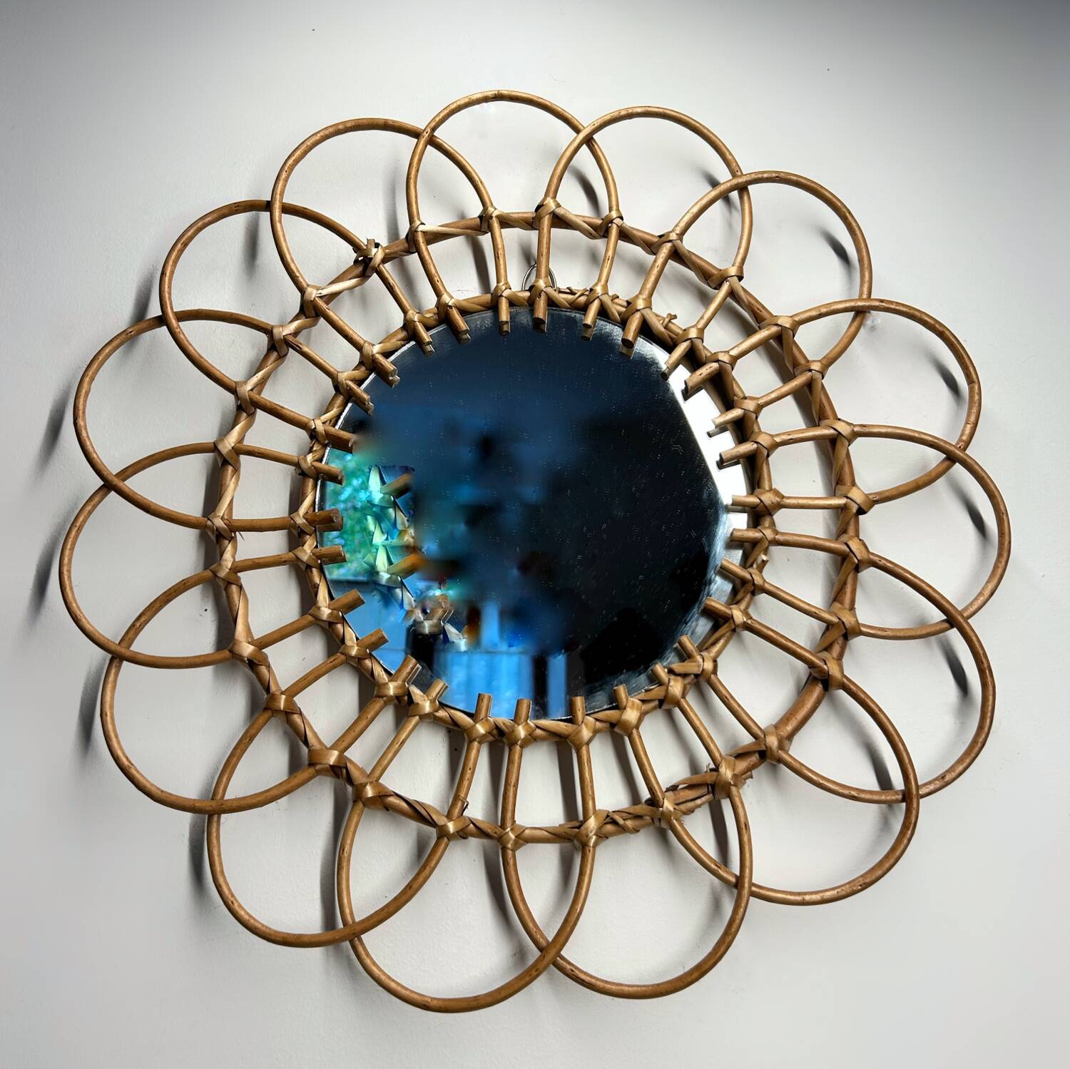Rattan mirror from the 70s