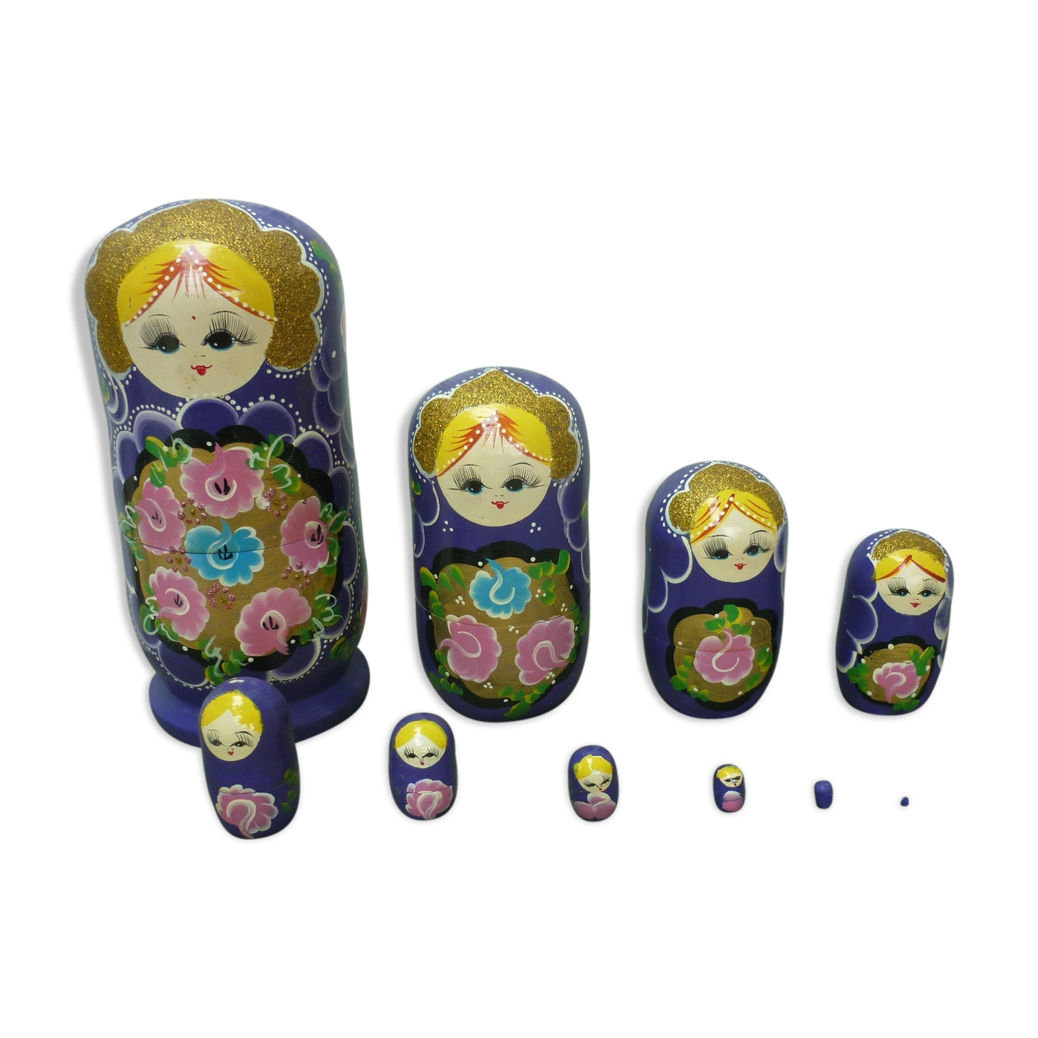 Russian dolls 10 vintage matriochkas