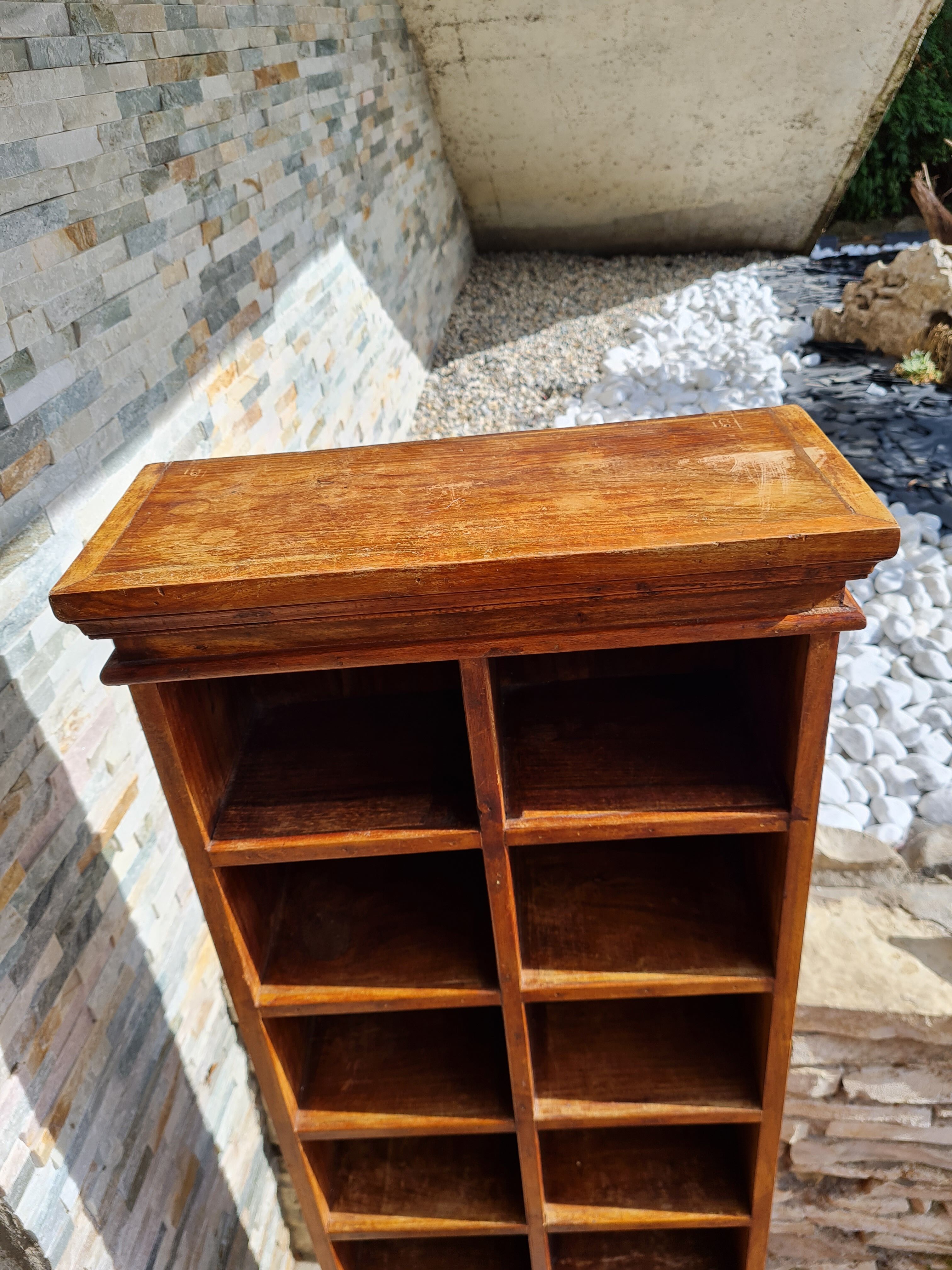 Furniture of 16 lockers in vintage solid wood