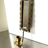 Vintage Art Deco Brass Wall mirrored Candle Sconce