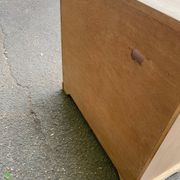 Louis Philippe buffet with 2 doors, stripped raw wood TV unit.