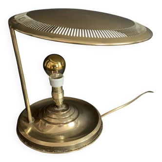Lampe de bureau Bauhaus, moderniste en laiton doré, années 1940