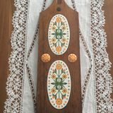 Vintage cheese board in wood and earthenware