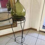 Tripod side table in rattan and iron