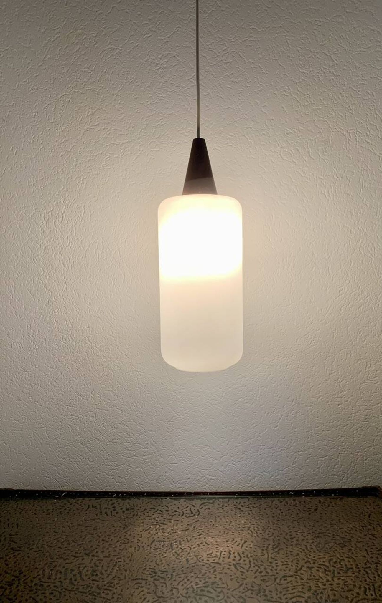 Scandinavian Pendant Lamp in Teak and Opaline, Circa 60´s