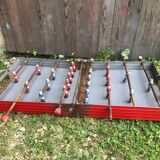 Old table football toy red metal + vintage wood players