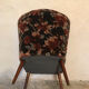 Vintage cocktail armchair 1960 feet compass and fabric flowers